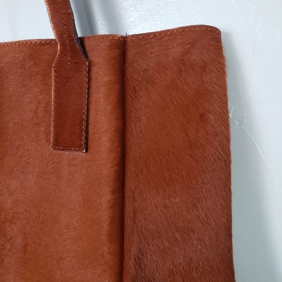 Derek Lam 10 Crosby Rust Orange Leather Calf Hair Tote Shoulder Bag Designer - Picture 5 of 12